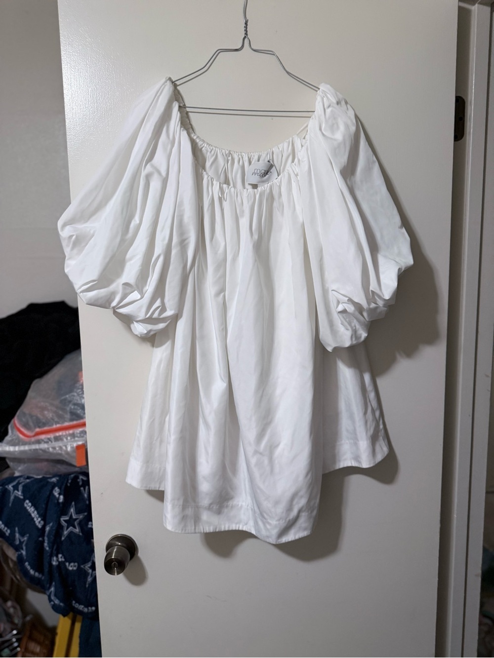 Mare Mare White Puff-Sleeve Peasant Top